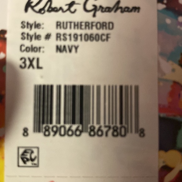 NWT Robert Graham Men’s Casual Button Down Shirt 3XL Dark Blue with Vibrant Cuff - Picture 6 of 6